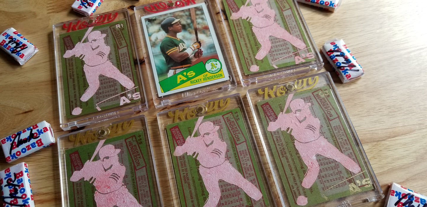 Baseball card art by Matthew Lee Rosen (aka Matthew Rosen) - Rickey Henderson Rookie Card