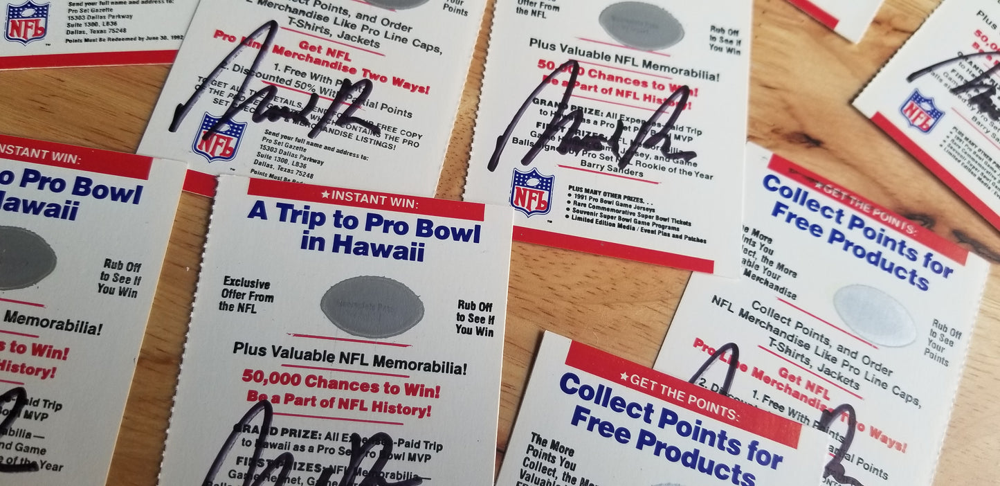 Baseball card art by Matthew Rosen - Pro Set NFL Scratch-Offs