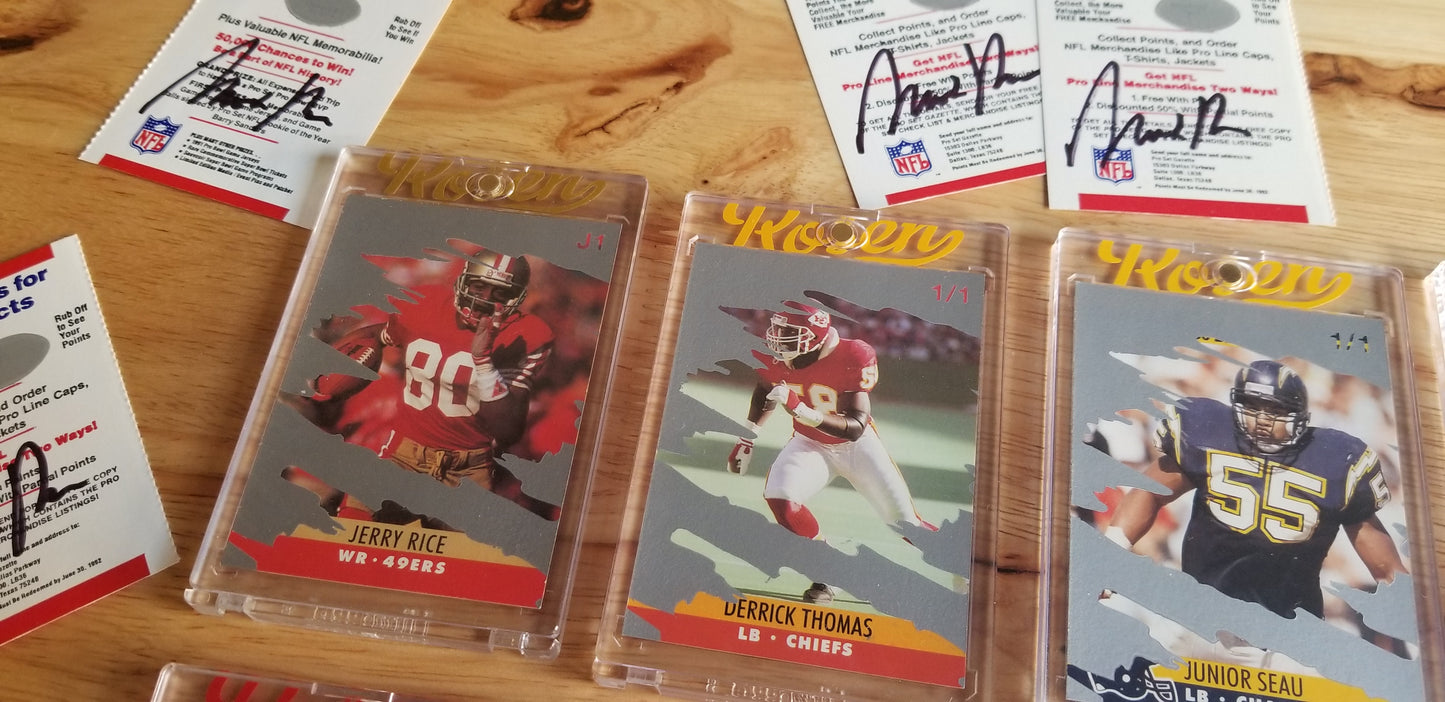 Baseball card art by Matthew Rosen - Pro Set NFL Scratch-Offs