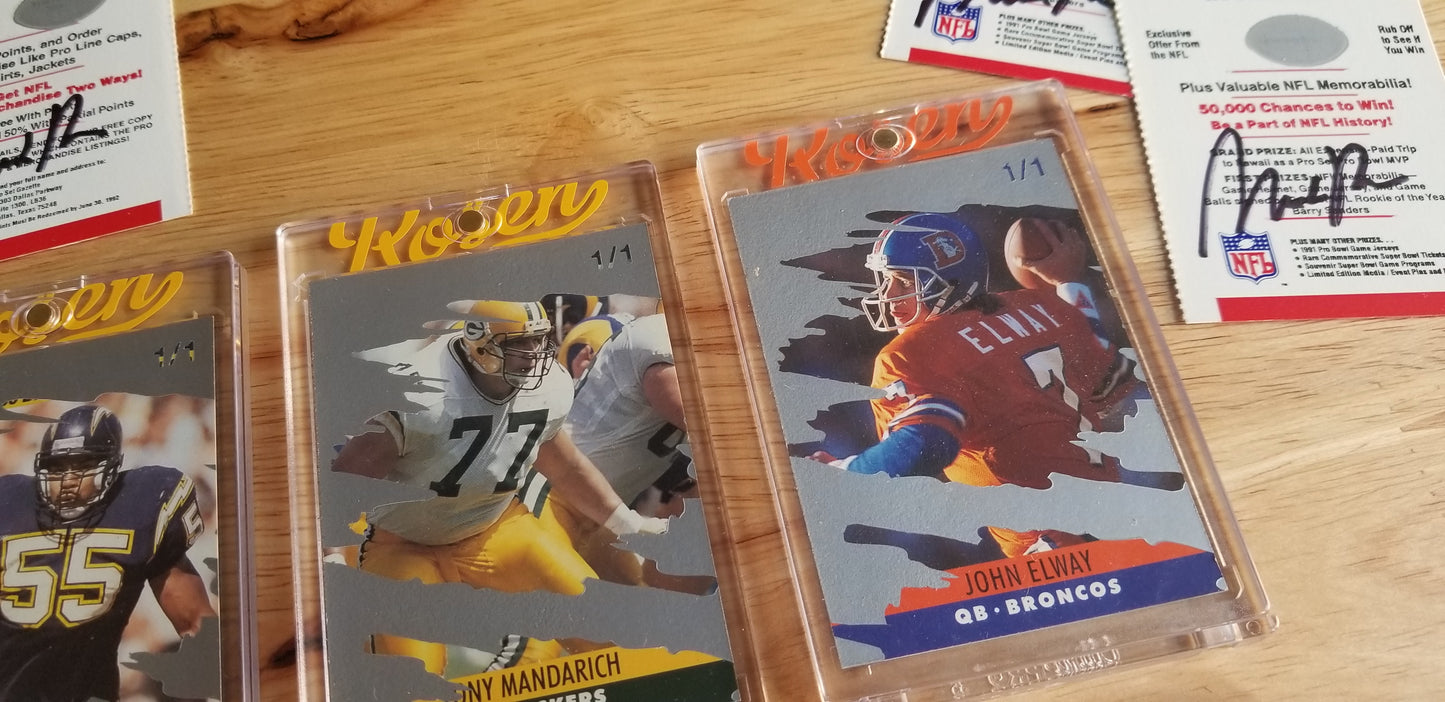 Baseball card art by Matthew Rosen - Pro Set NFL Scratch-Offs