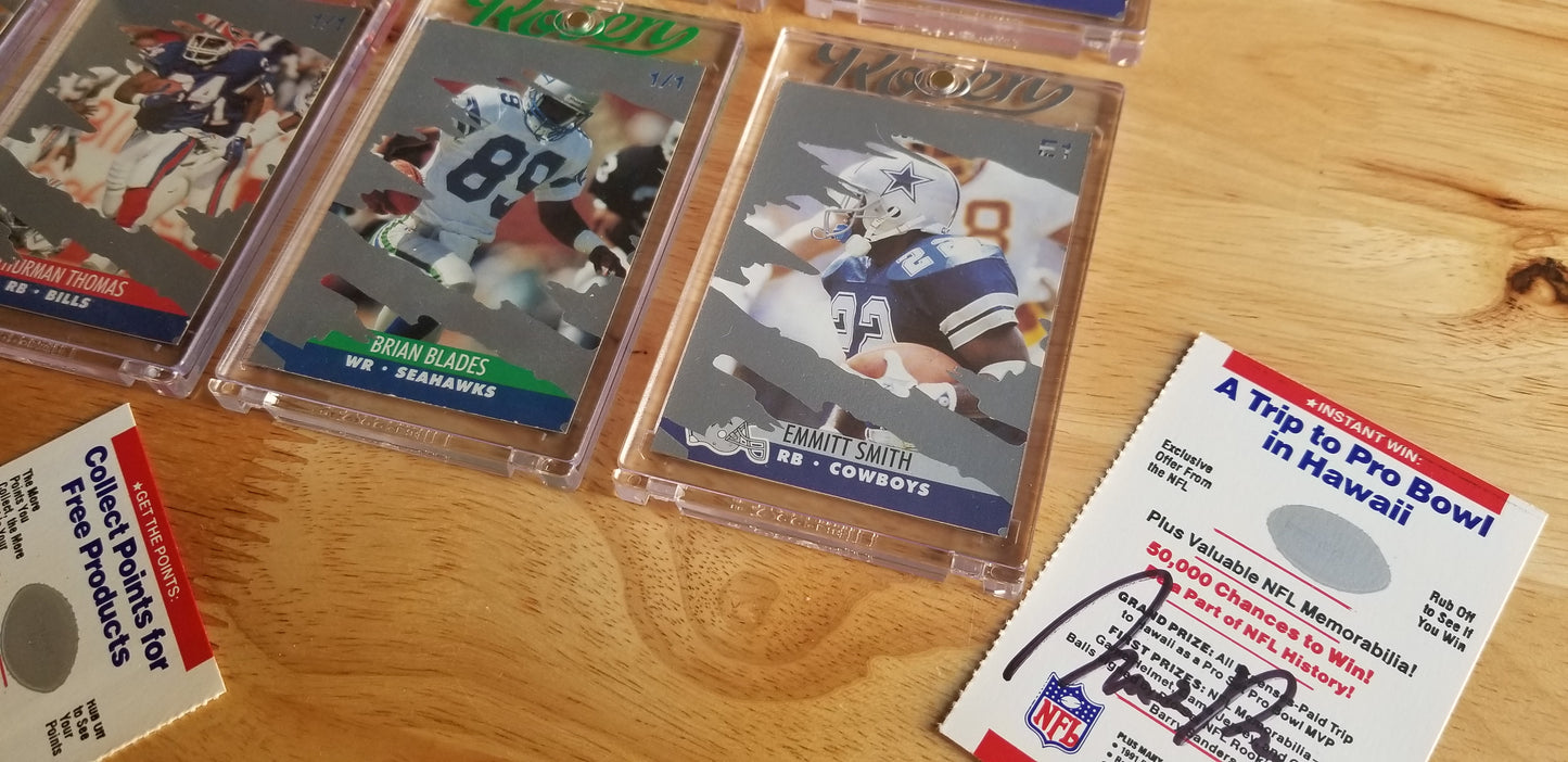 Baseball card art by Matthew Rosen - Pro Set NFL Scratch-Offs