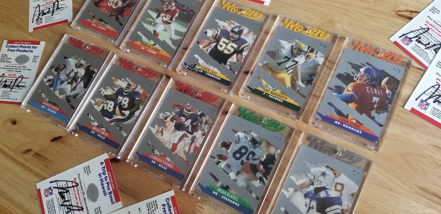 Baseball card art by Matthew Rosen - Pro Set NFL Scratch-Offs