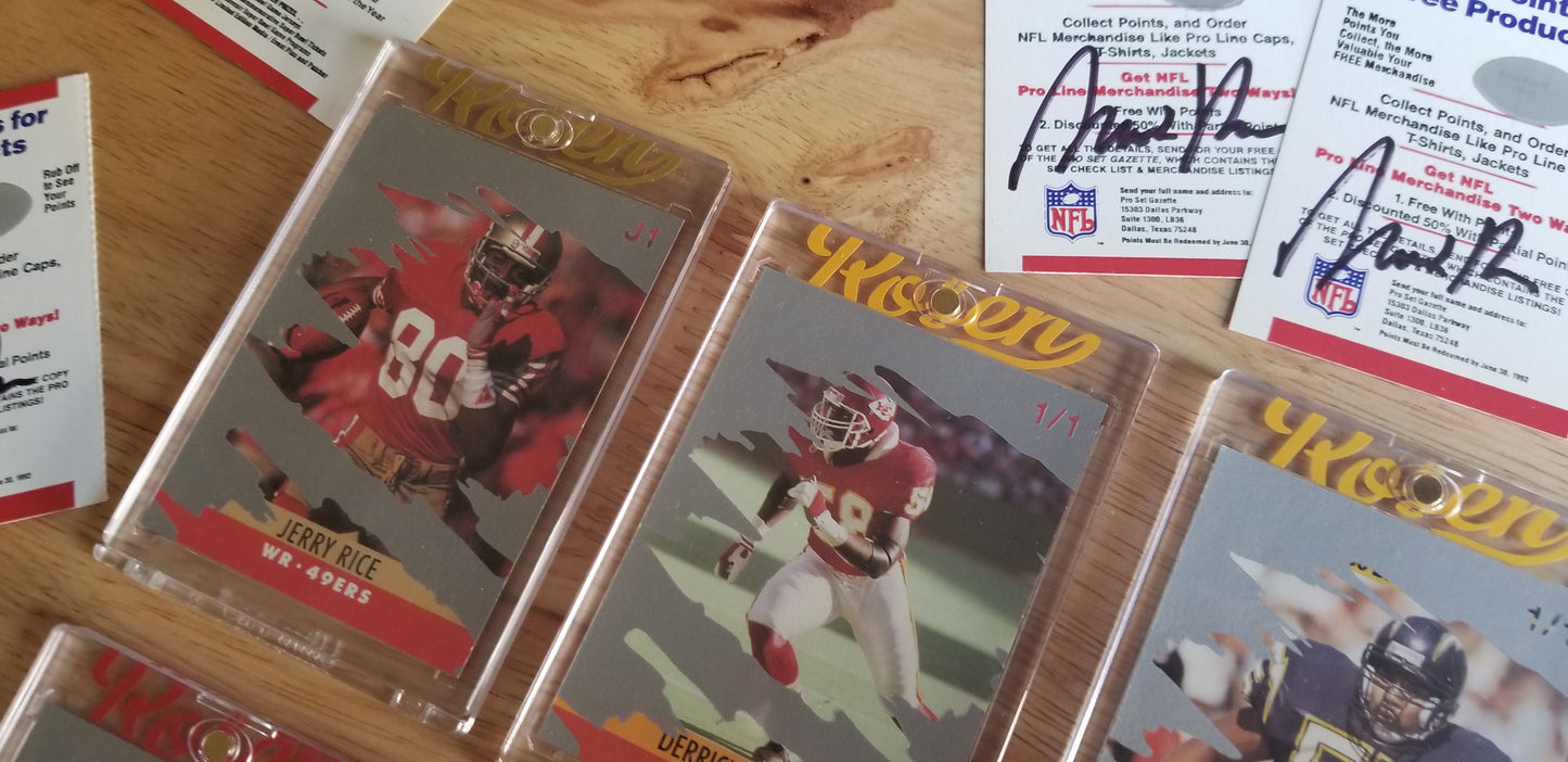 Baseball card art by Matthew Rosen - Pro Set NFL Scratch-Offs