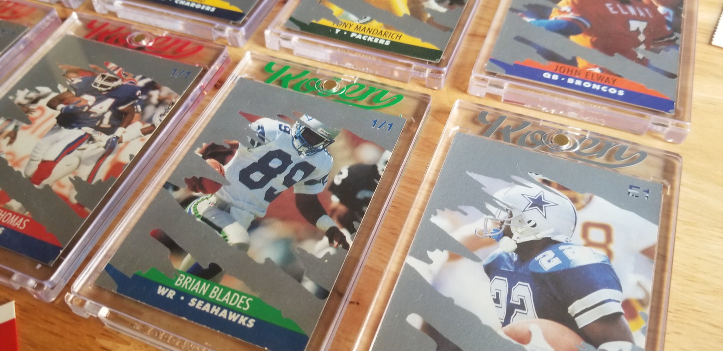 Baseball card art by Matthew Rosen - Pro Set NFL Scratch-Offs