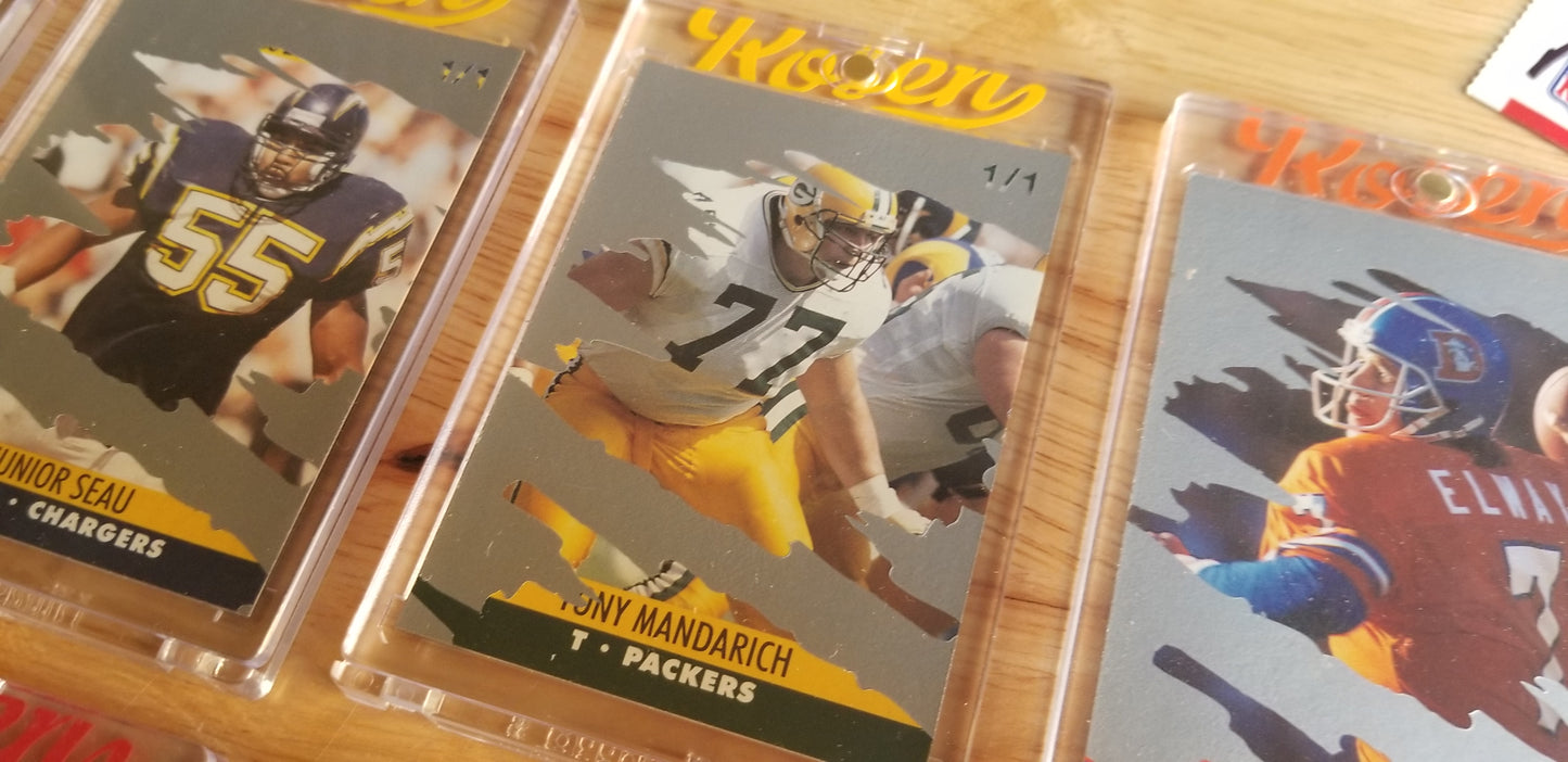 Baseball card art by Matthew Rosen - Pro Set NFL Scratch-Offs