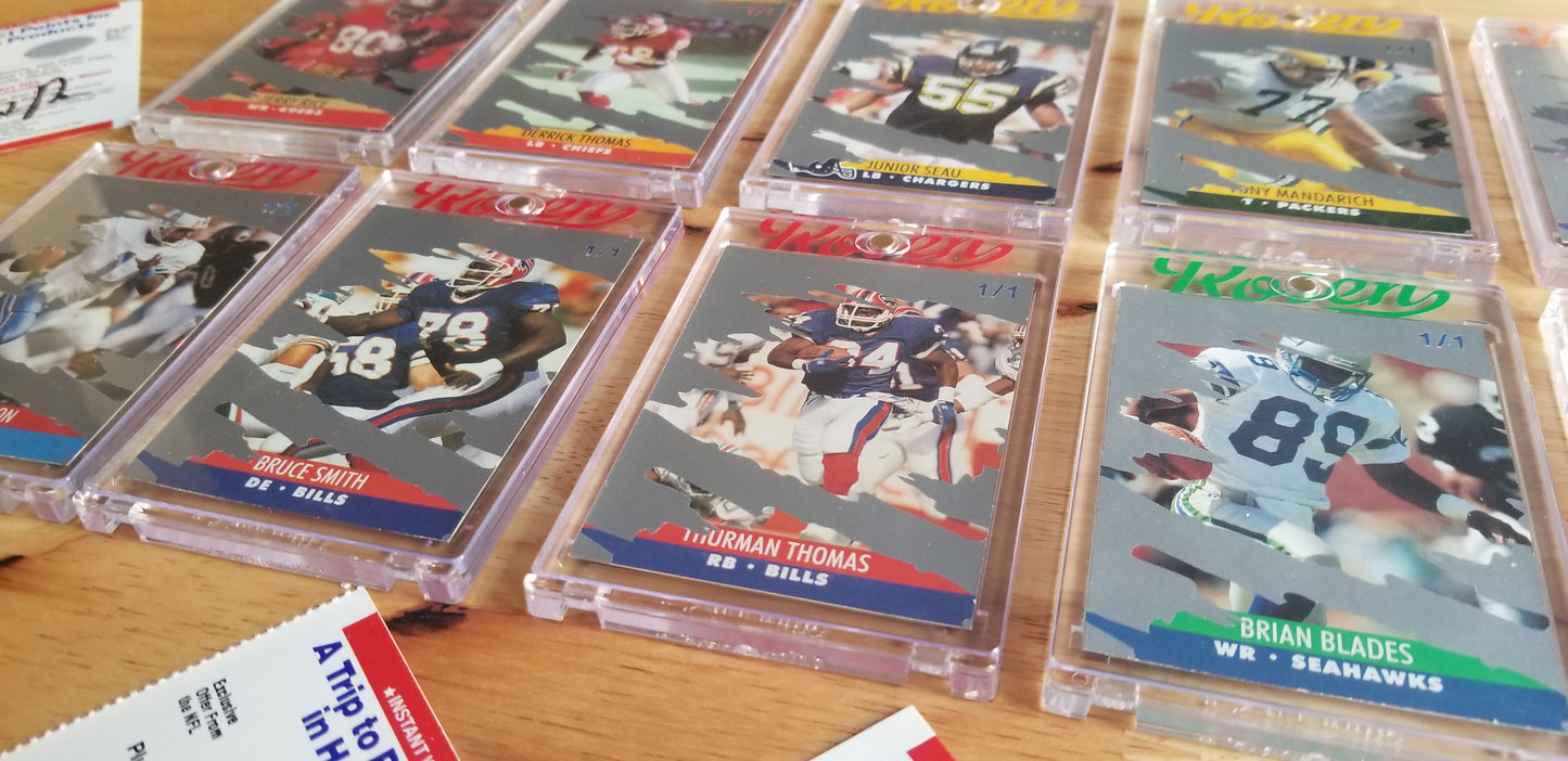 Baseball card art by Matthew Rosen - Pro Set NFL Scratch-Offs