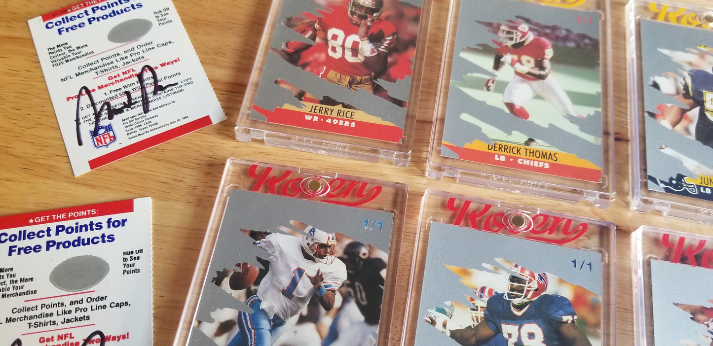 Baseball card art by Matthew Rosen - Pro Set NFL Scratch-Offs