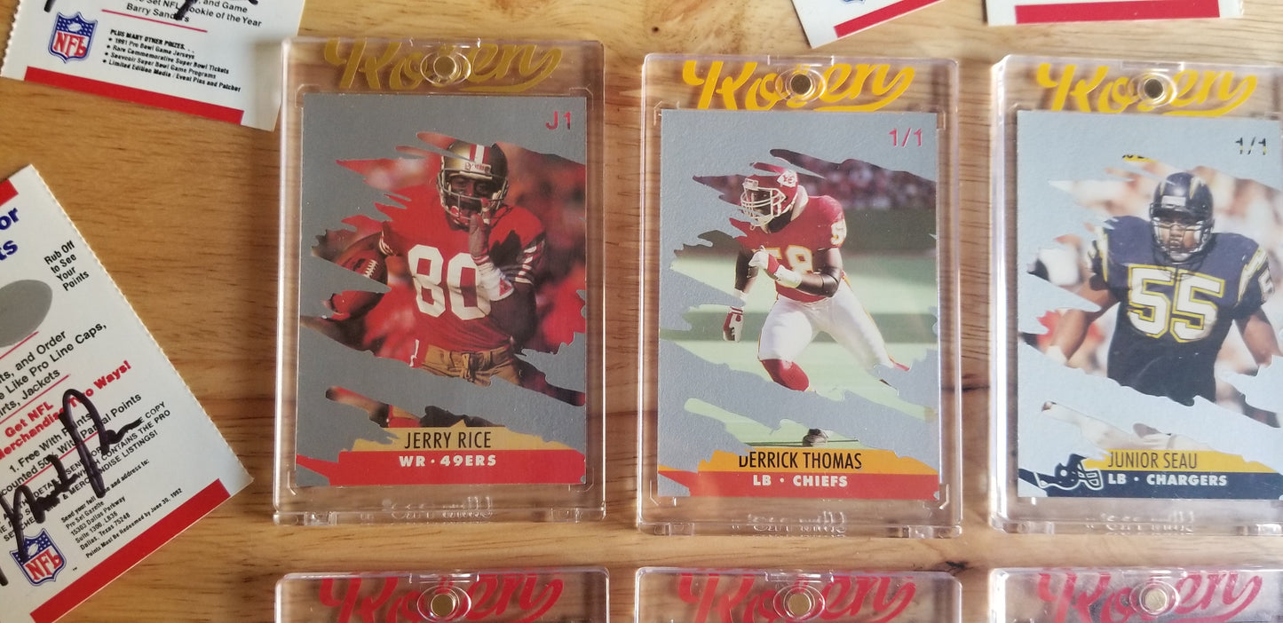 Baseball card art by Matthew Rosen - Pro Set NFL Scratch-Offs