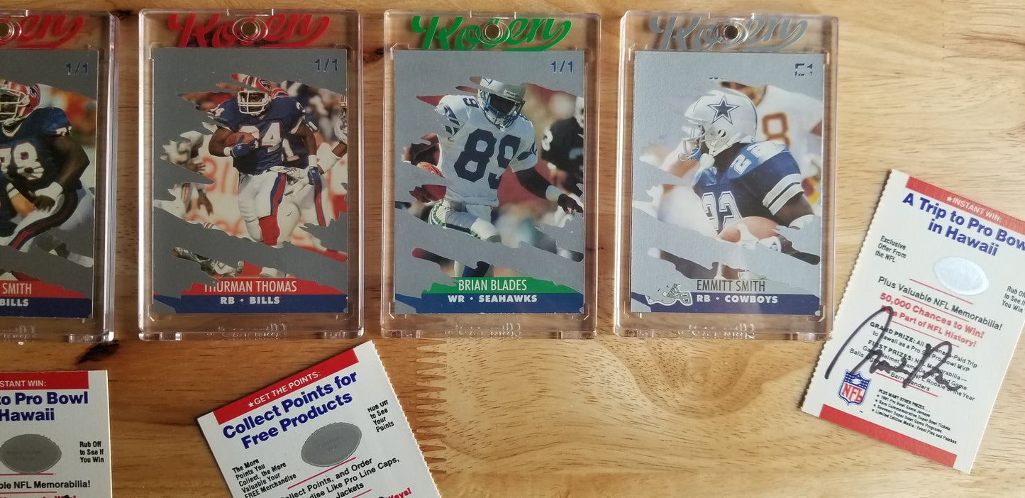 Baseball card art by Matthew Rosen - Pro Set NFL Scratch-Offs