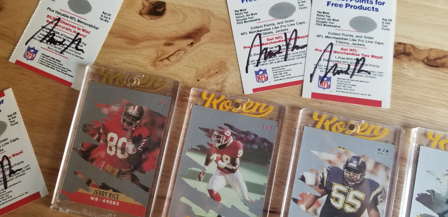Baseball card art by Matthew Rosen - Pro Set NFL Scratch-Offs