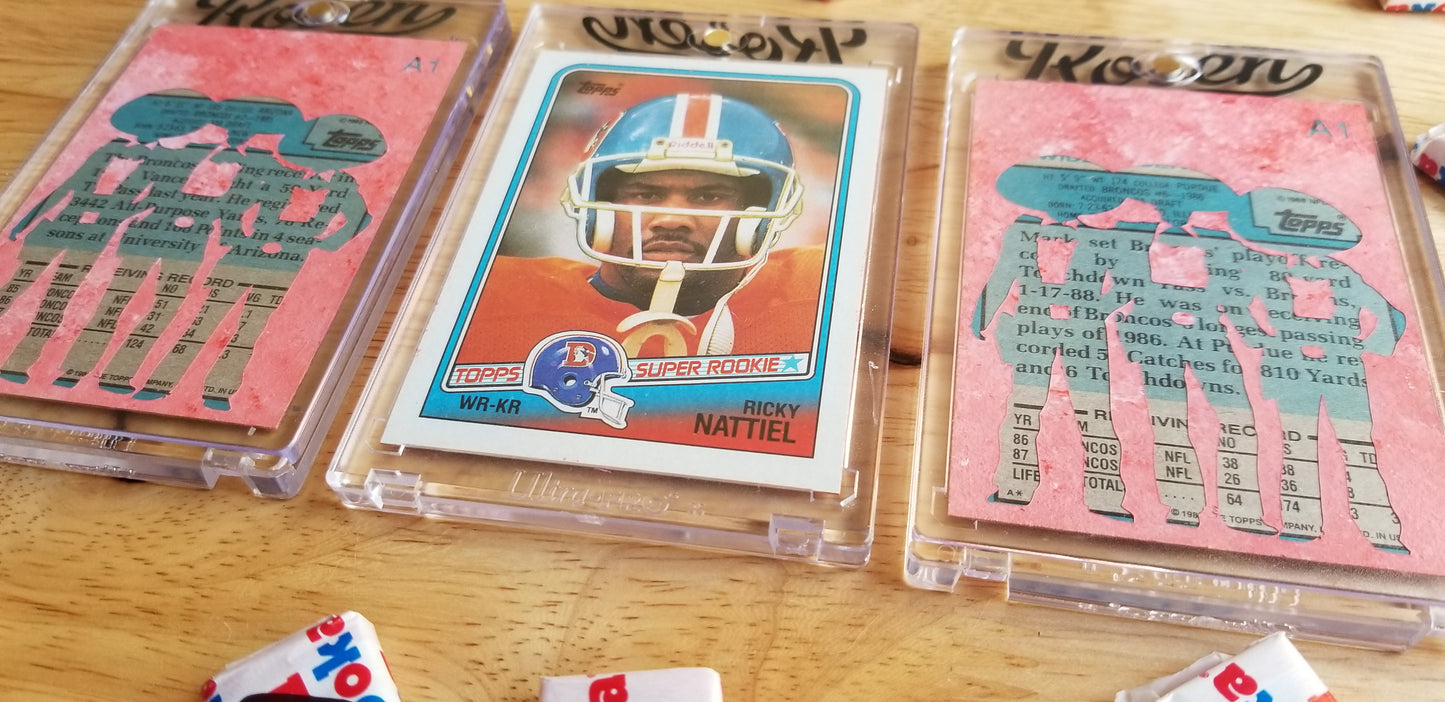 Football card art by Matthew Rosen - Elway's Three Amigos
