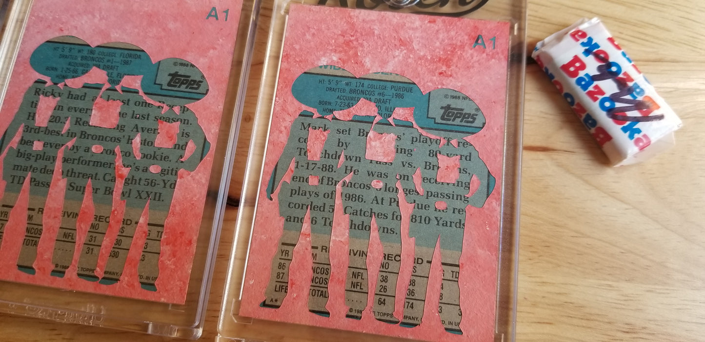 Football card art by Matthew Rosen - Elway's Three Amigos