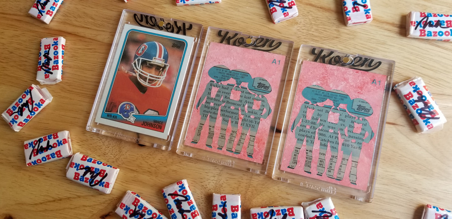 Football card art by Matthew Rosen - Elway's Three Amigos