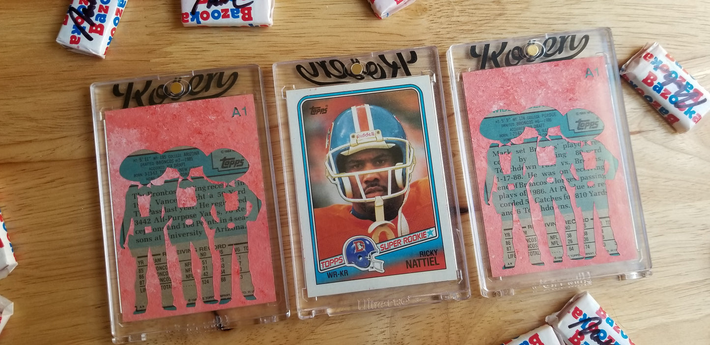 Football card art by Matthew Rosen - Elway's Three Amigos