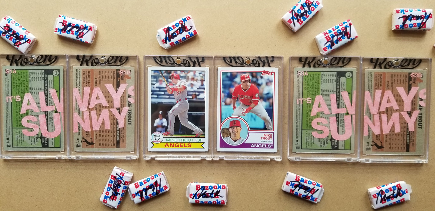 Baseball card art by Matthew Lee Rosen (aka Matthew Rosen) - Mike Trout Always Sunny (Diptych)