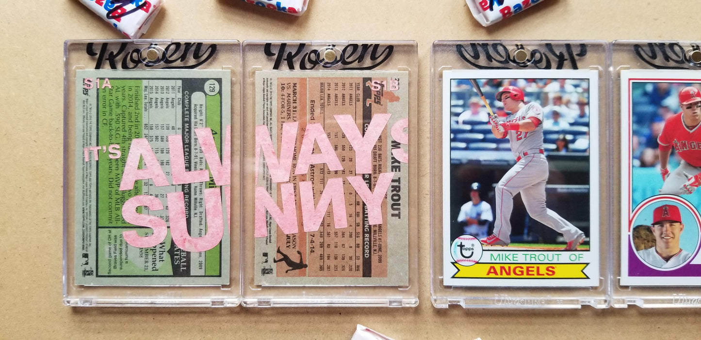 Baseball card art by Matthew Lee Rosen (aka Matthew Rosen) - Mike Trout Always Sunny (Diptych)