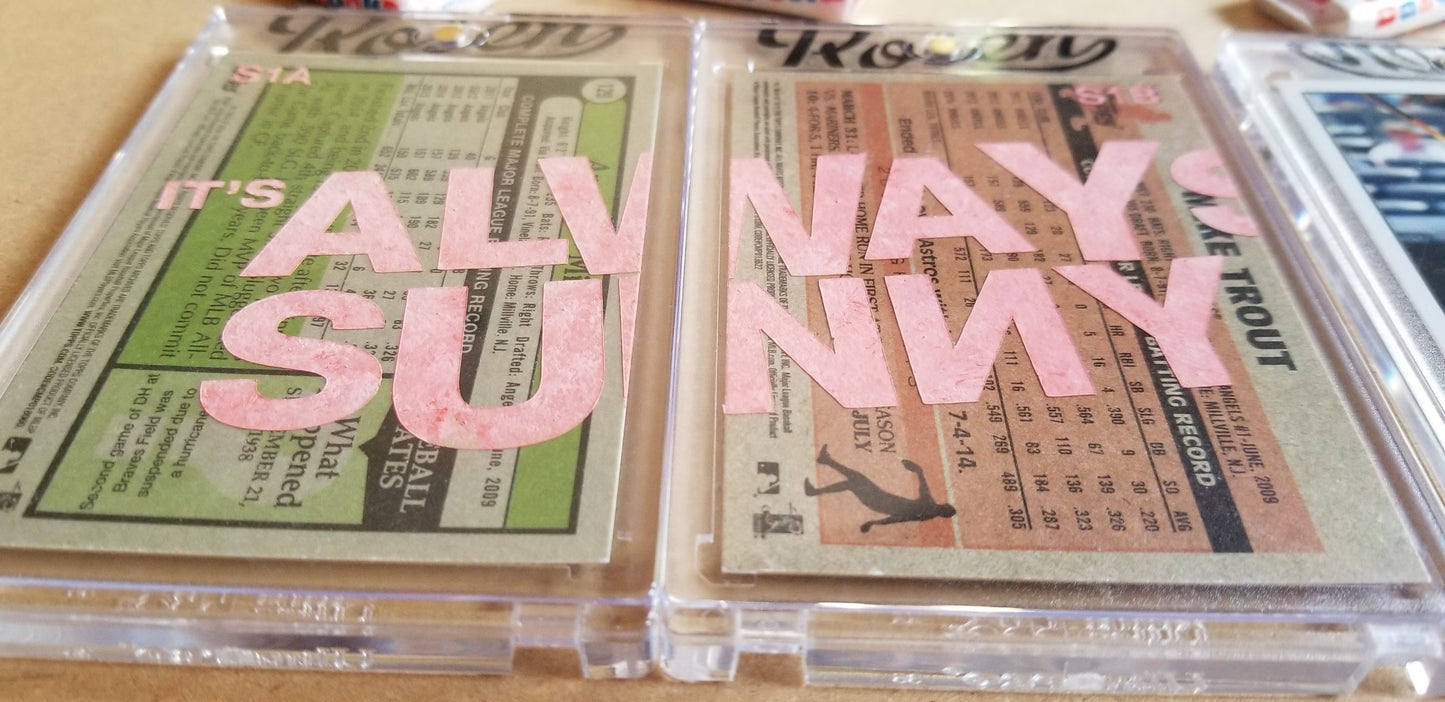 Baseball card art by Matthew Lee Rosen (aka Matthew Rosen) - Mike Trout Always Sunny (Diptych)
