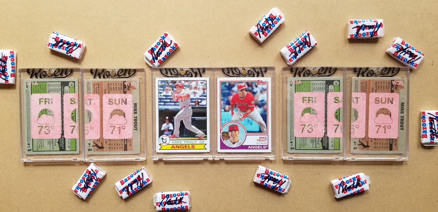 Baseball card art by Matthew Lee Rosen (aka Matthew Rosen) - Mike Trout Weather Forecast (Diptych)
