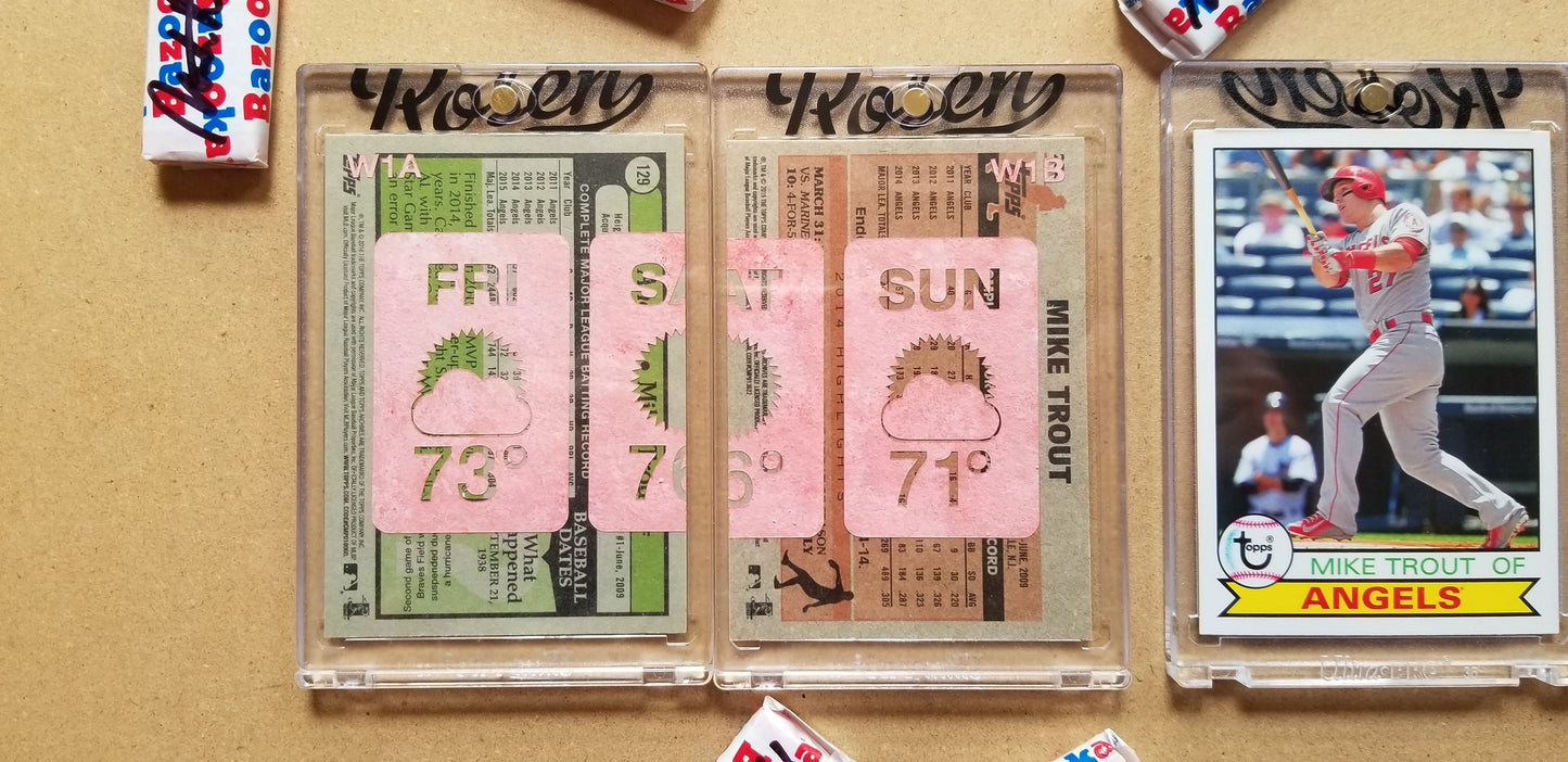 Baseball card art by Matthew Lee Rosen (aka Matthew Rosen) - Mike Trout Weather Forecast (Diptych)