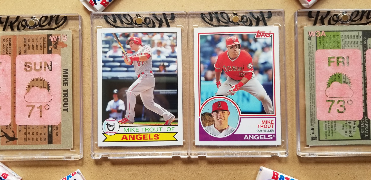 Baseball card art by Matthew Lee Rosen (aka Matthew Rosen) - Mike Trout Weather Forecast (Diptych)