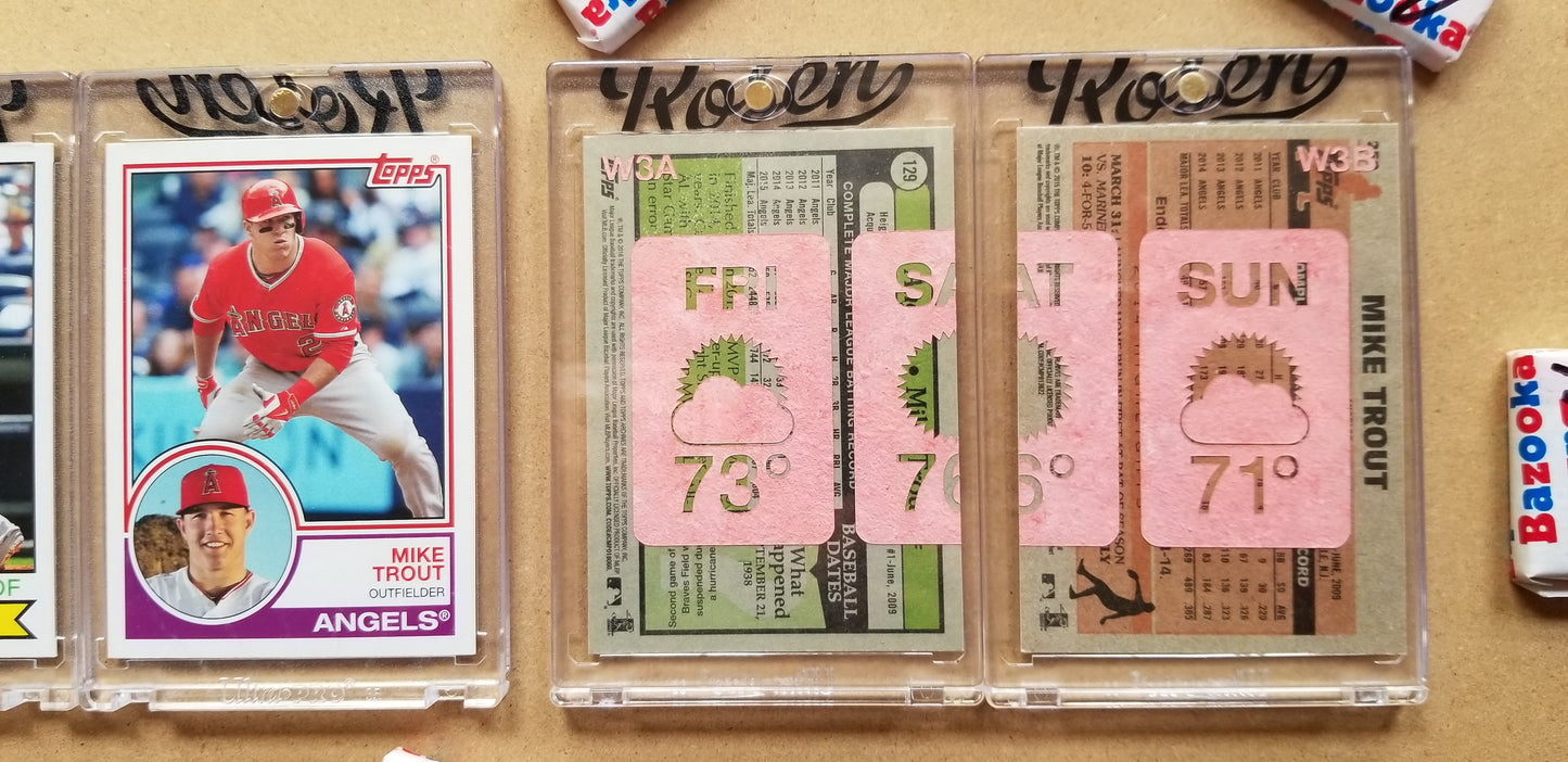 Baseball card art by Matthew Lee Rosen (aka Matthew Rosen) - Mike Trout Weather Forecast (Diptych)
