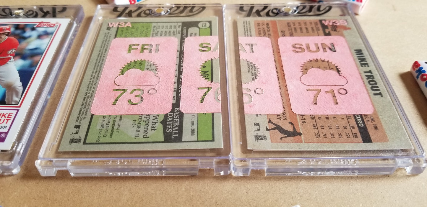 Baseball card art by Matthew Lee Rosen (aka Matthew Rosen) - Mike Trout Weather Forecast (Diptych)