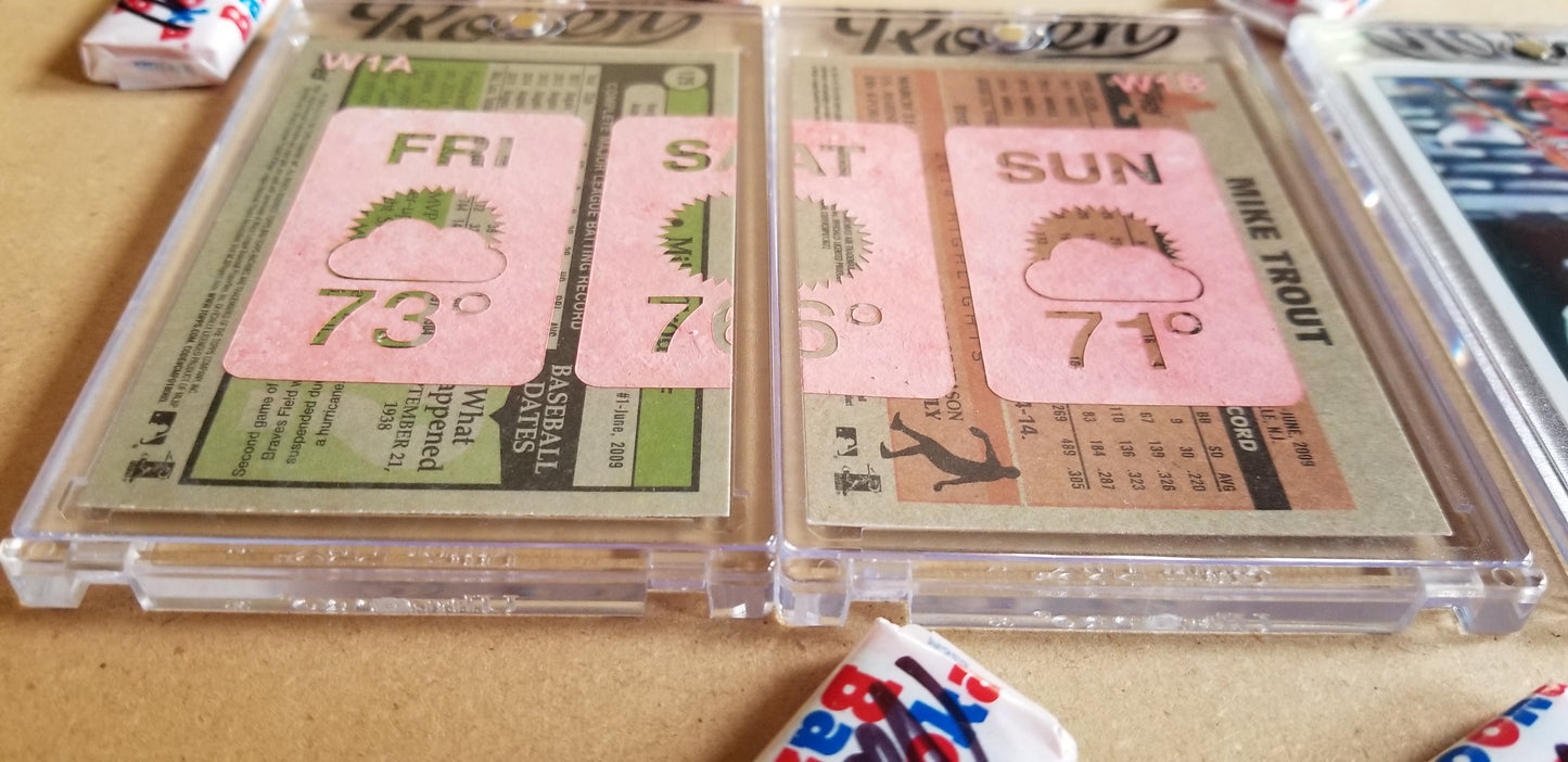 Baseball card art by Matthew Lee Rosen (aka Matthew Rosen) - Mike Trout Weather Forecast (Diptych)