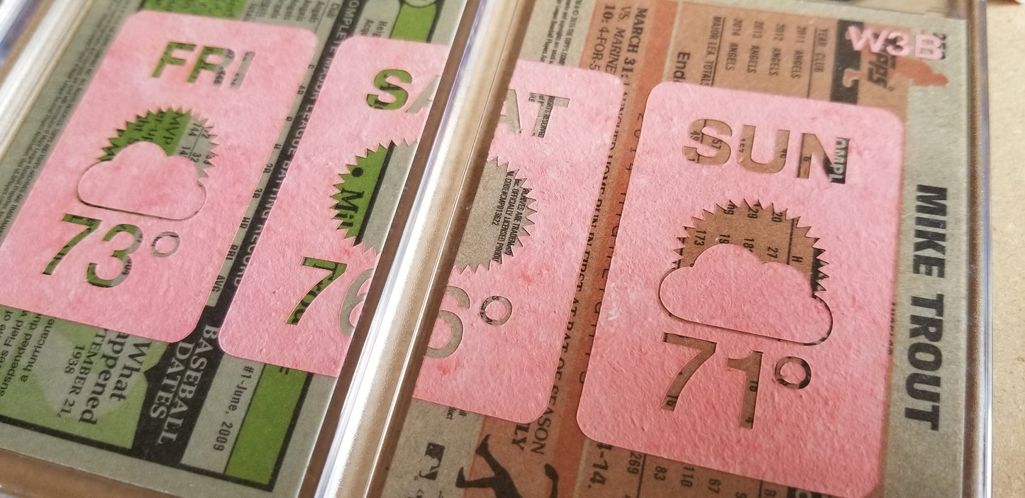 Baseball card art by Matthew Lee Rosen (aka Matthew Rosen) - Mike Trout Weather Forecast (Diptych)