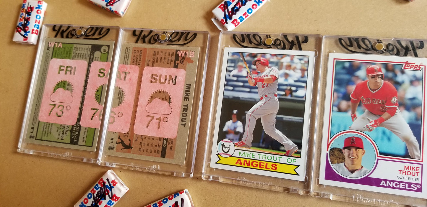 Baseball card art by Matthew Lee Rosen (aka Matthew Rosen) - Mike Trout Weather Forecast (Diptych)