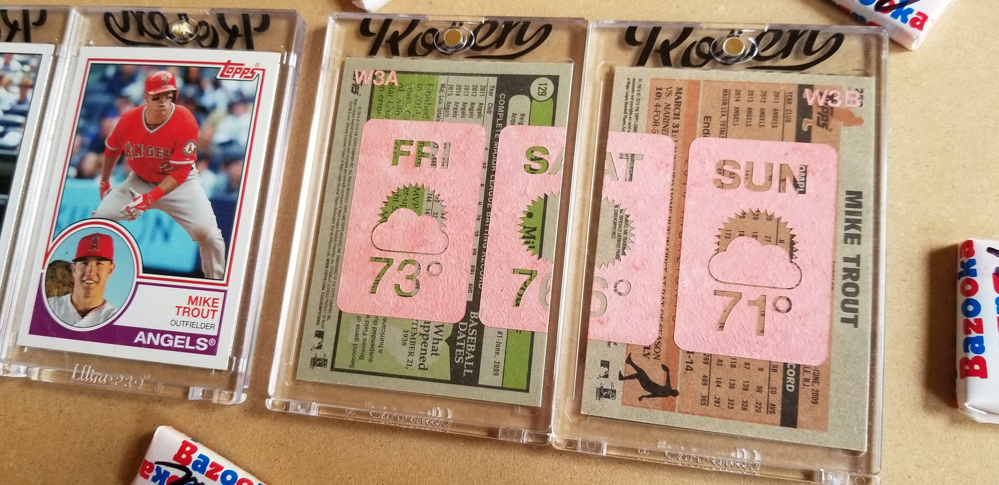 Baseball card art by Matthew Lee Rosen (aka Matthew Rosen) - Mike Trout Weather Forecast (Diptych)