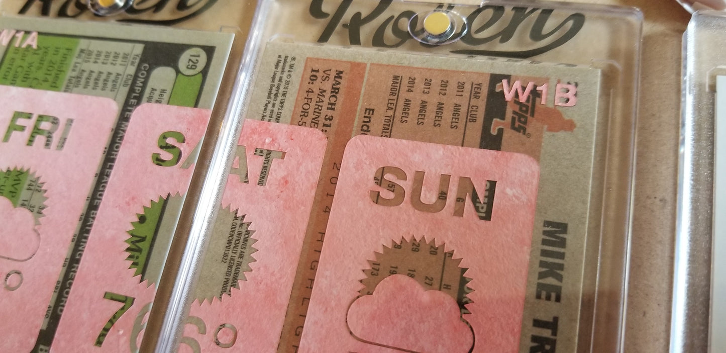 Baseball card art by Matthew Lee Rosen (aka Matthew Rosen) - Mike Trout Weather Forecast (Diptych)