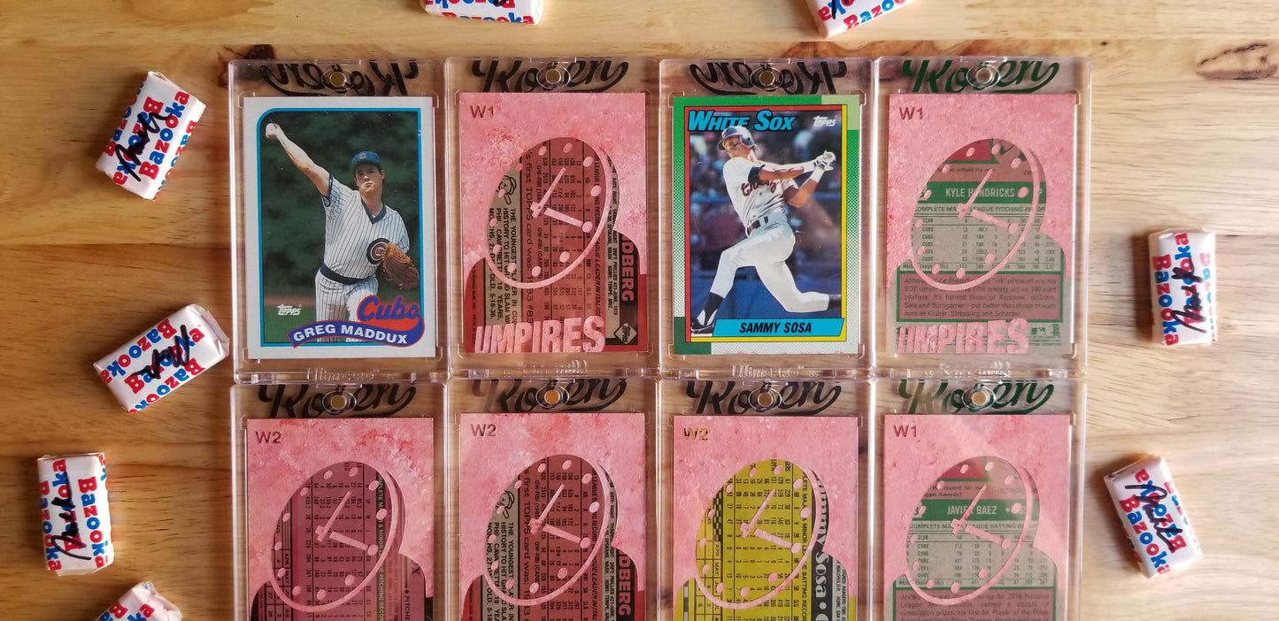 Baseball card art by Matthew Lee Rosen (aka Matthew Rosen) - Wrigley Field Clock