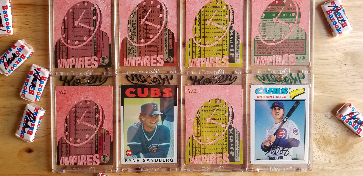 Baseball card art by Matthew Lee Rosen (aka Matthew Rosen) - Wrigley Field Clock