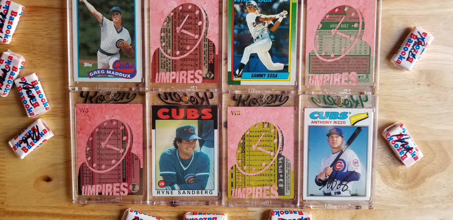 Baseball card art by Matthew Lee Rosen (aka Matthew Rosen) - Wrigley Field Clock