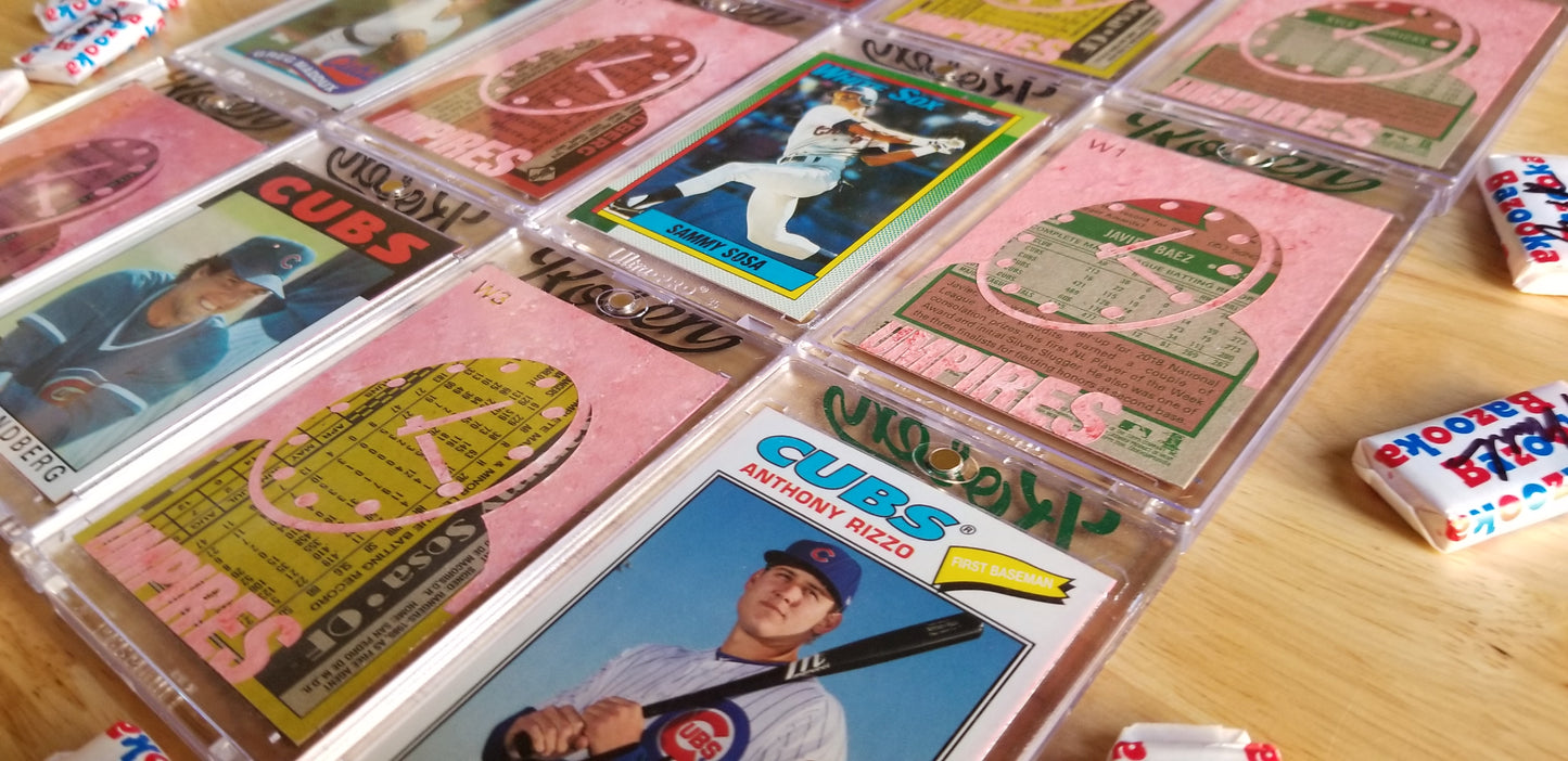 Baseball card art by Matthew Lee Rosen (aka Matthew Rosen) - Wrigley Field Clock