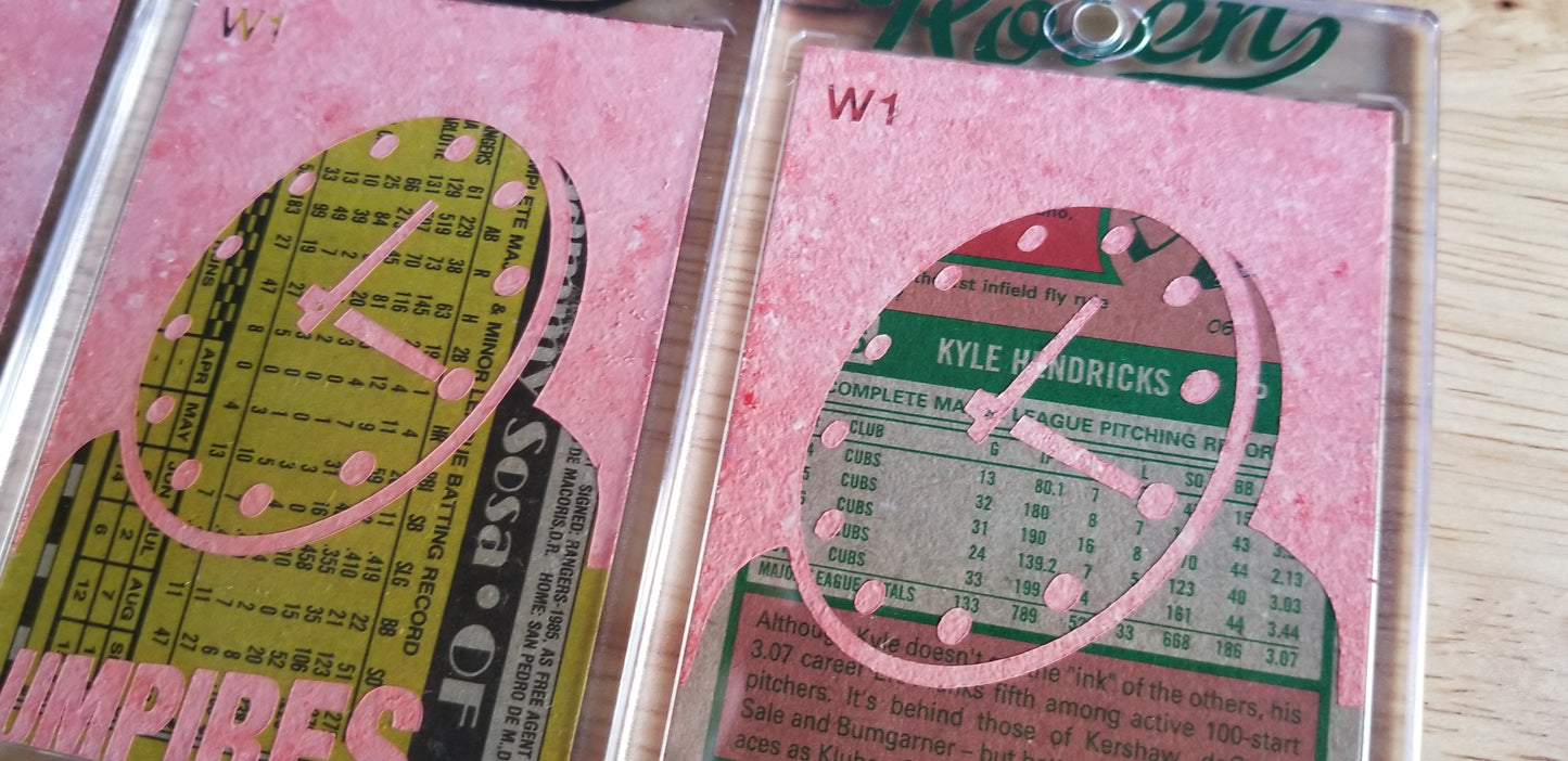 Baseball card art by Matthew Lee Rosen (aka Matthew Rosen) - Wrigley Field Clock