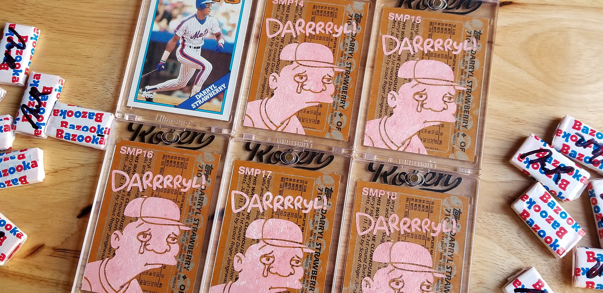 Baseball card art by Matthew Rosen - Gum Stick Collector Cards - Darrrryl