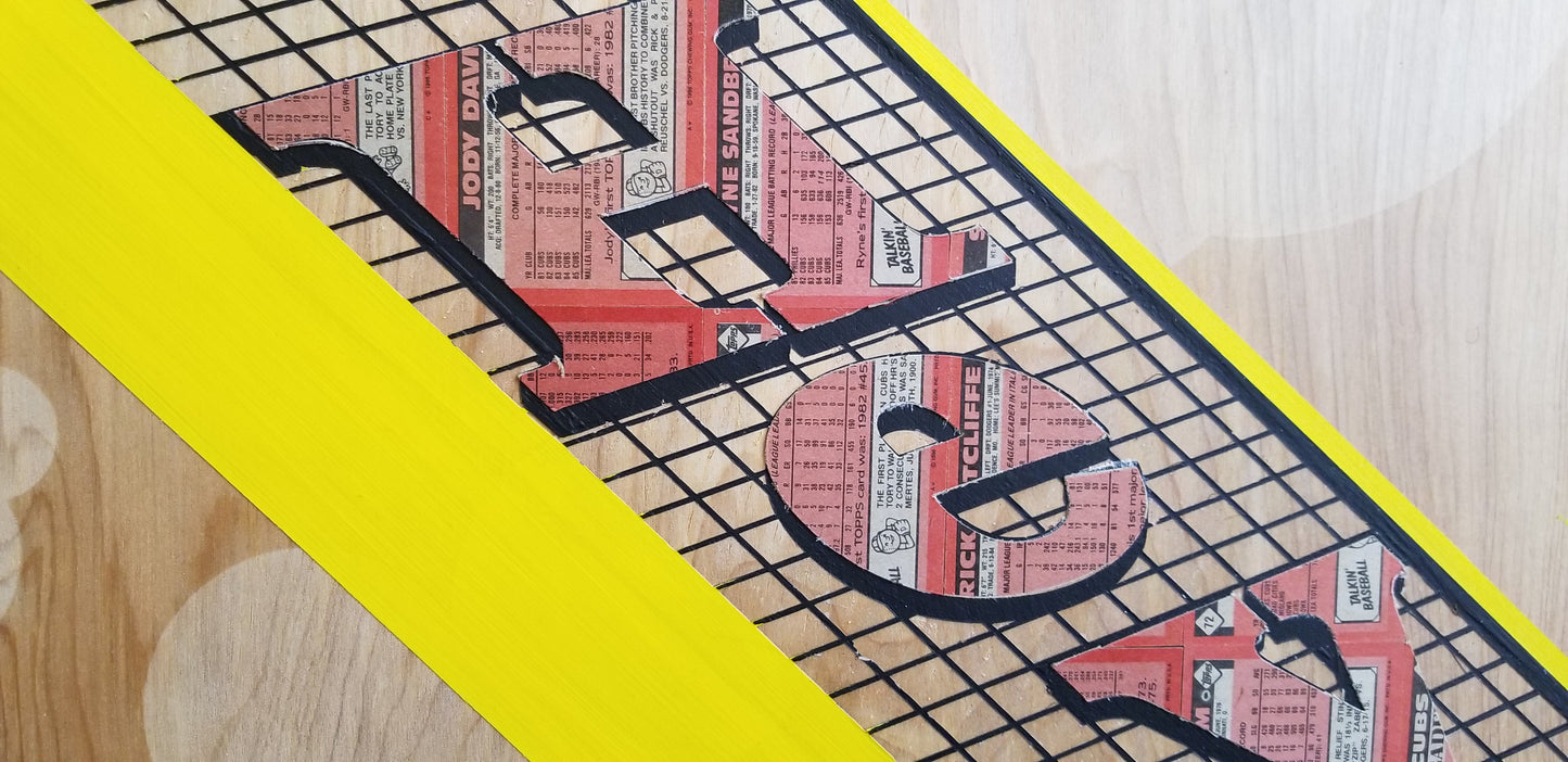 Baseball card art by Matthew Lee Rosen (aka Matthew Rosen) - Wrigley Field "Hey Hey" Foul Pole ('86 Topps)