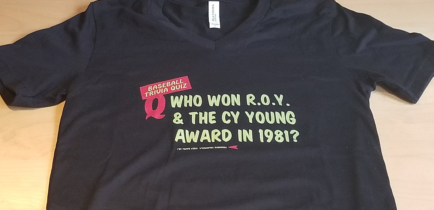 Baseball card art by Matthew Lee Rosen (aka Matthew Rosen) - 1985 Topps Baseball Trivia Quiz V-Neck (Fernando)