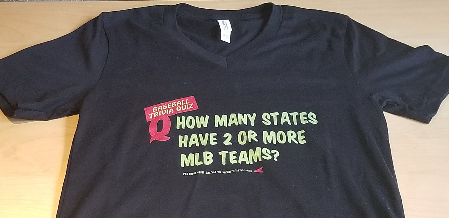 Baseball card art by Matthew Lee Rosen (aka Matthew Rosen) - 1985 Topps Baseball Trivia Quiz V-Neck (Eight States)