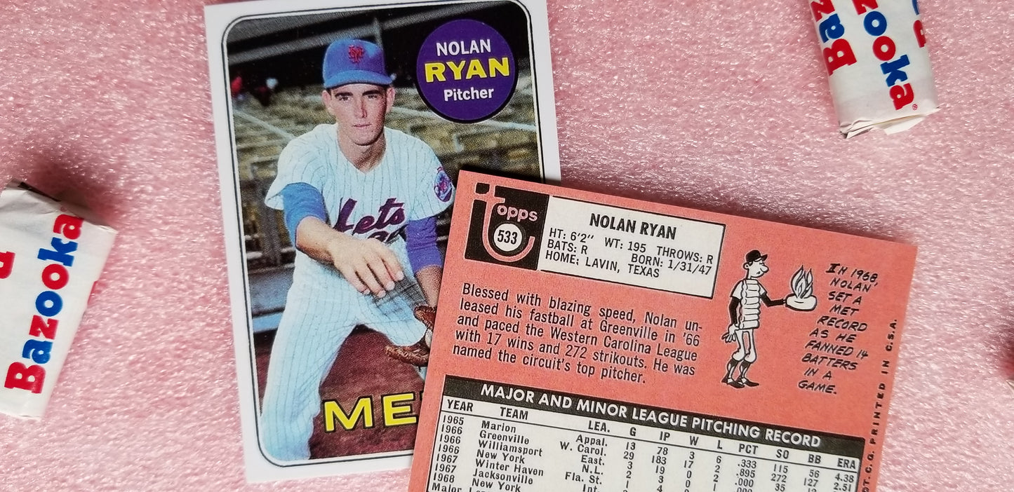 Baseball card art by Matthew Rosen - 1969 Topps Nolan Ryan Gum stick