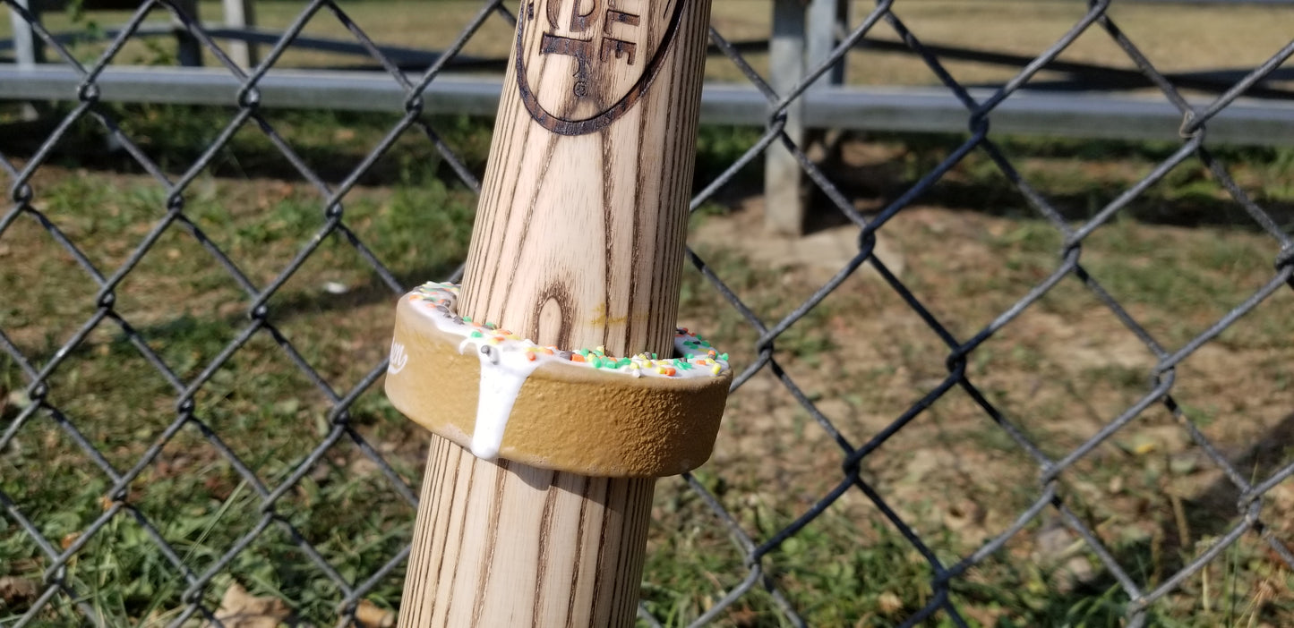 Batting doughnuts by baseball card artist Matthew Rosen