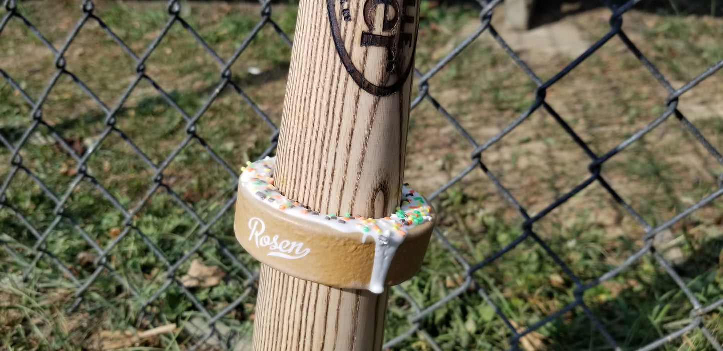 Batting doughnuts by baseball card artist Matthew Rosen