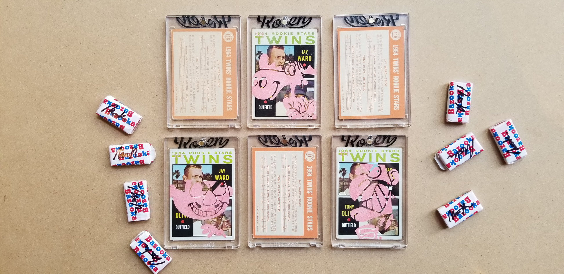 Baseball card art by Matthew Lee Rosen (aka Matthew Rosen) - Rocky and Bullwinkle