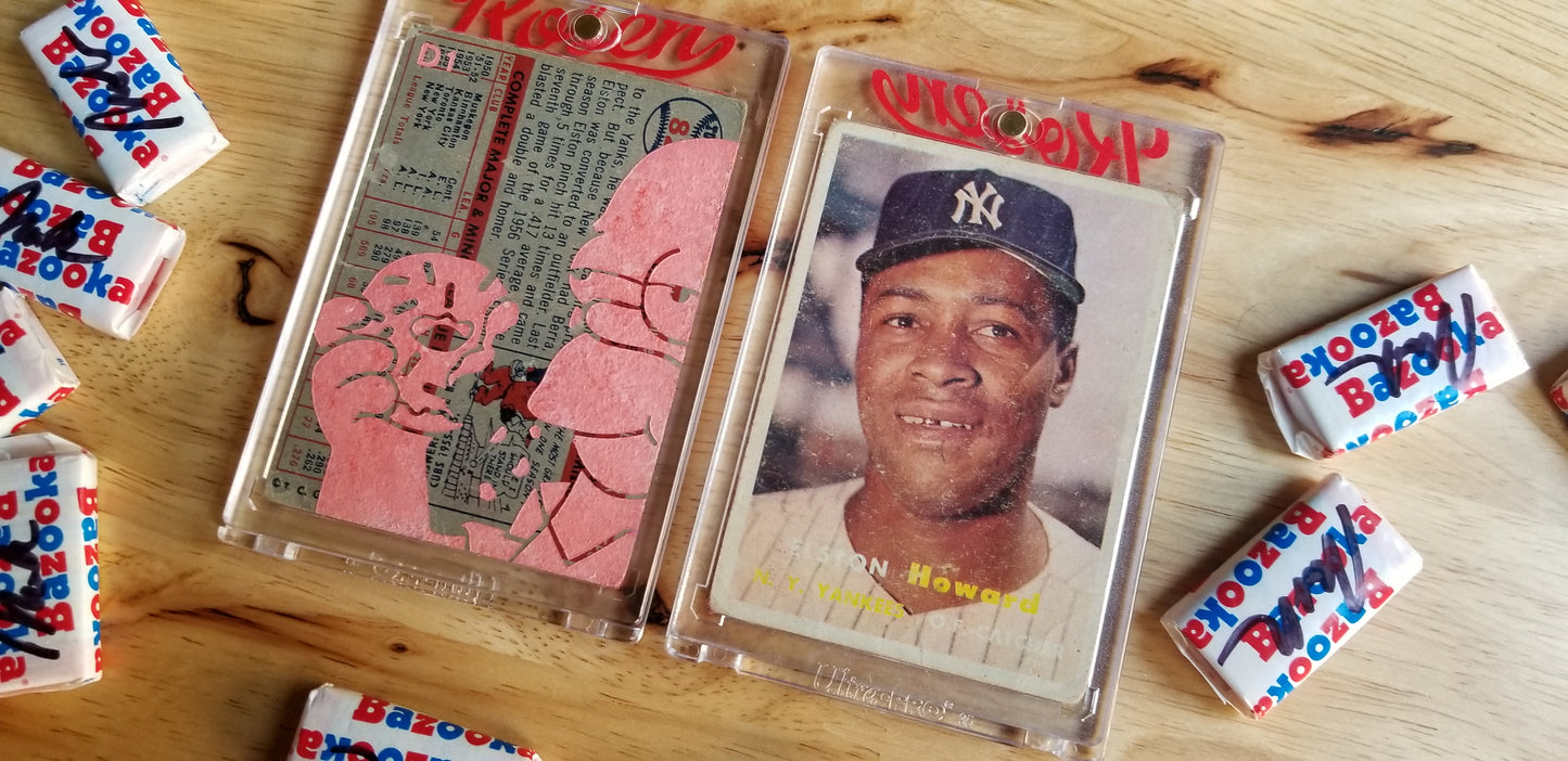 Baseball card art by Matthew Rosen - Elston Howard and Homer Simpson