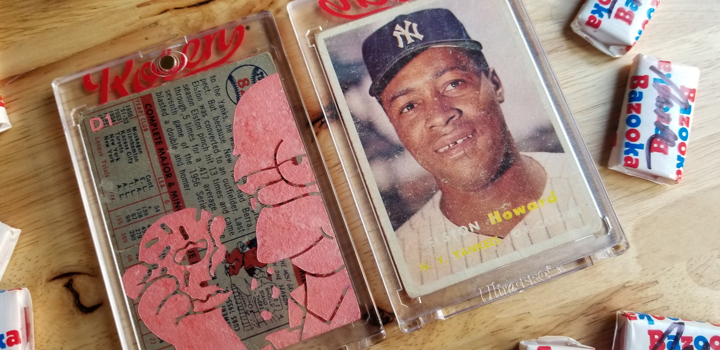 Baseball card art by Matthew Rosen - Elston Howard and Homer Simpson