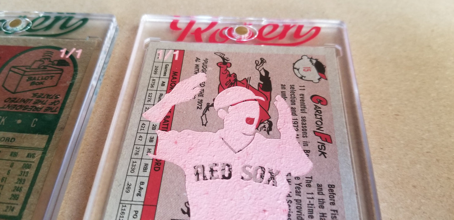 Baseball card art by Matthew Lee Rosen (aka Matthew Rosen) - Carlton Fisk Game 6 Home Run