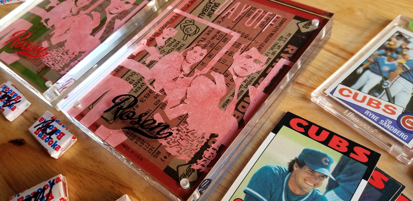 Baseball card art by Matthew Rosen - Ferris Bueller and Ryne Sandberg