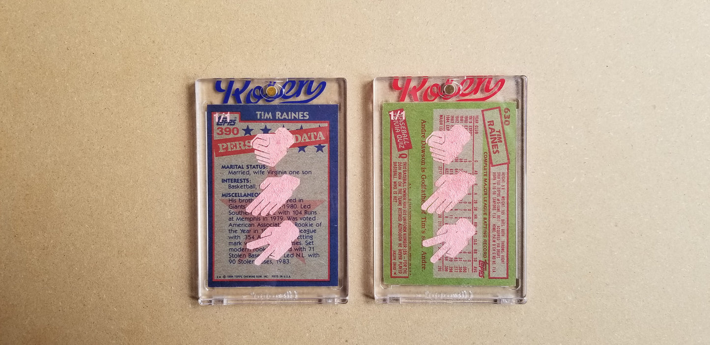 Baseball card art by Matthew Lee Rosen (aka Matthew Rosen) - Gum Stick Collector Cards - Tim Raines (Rock, Paper, Scissors)