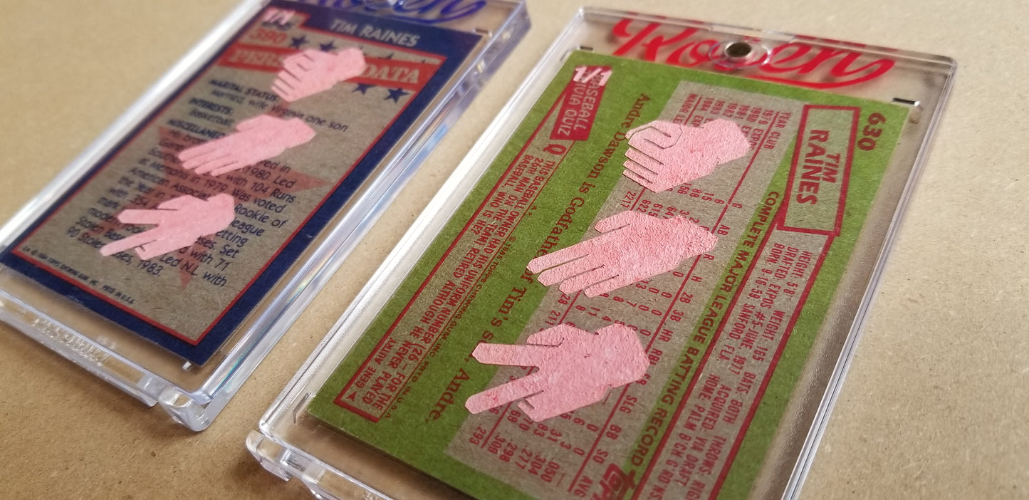 Baseball card art by Matthew Lee Rosen (aka Matthew Rosen) - Gum Stick Collector Cards - Tim Raines (Rock, Paper, Scissors)